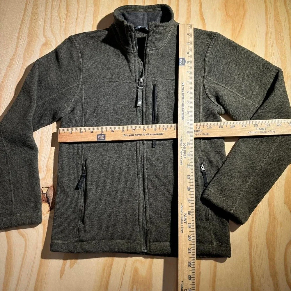 The North Face Boys Gordon Lyons Full Zip Fleece Jacket Green Khaki Size M 10/12